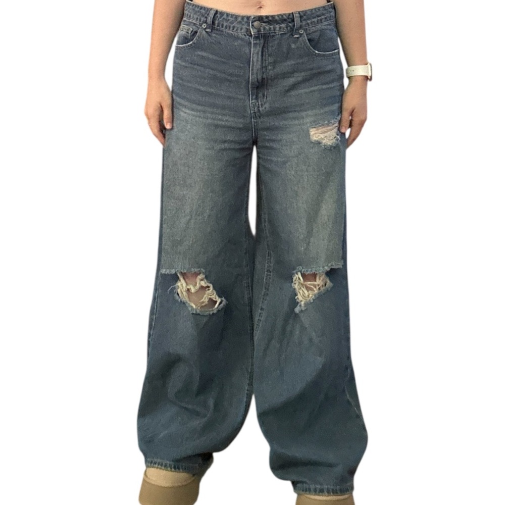 Women's Distressed Blue Jeans